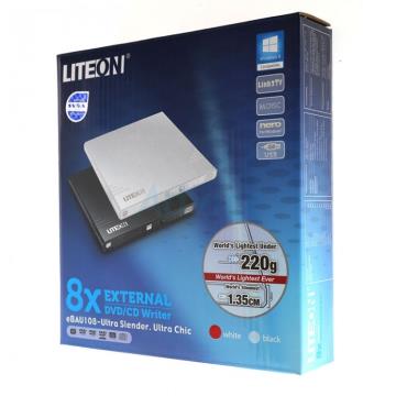 Drive Lite On Gravador Externo de DVD 8x EBAU108 Preto