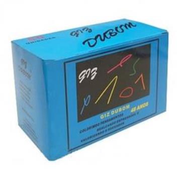 Giz escolar colorido caixa com 50 unidades