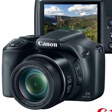 Câmera Digital Canon PowerShot SX520HS, 16.1MP, Zoom Óptico 42x, Full HD - Preta