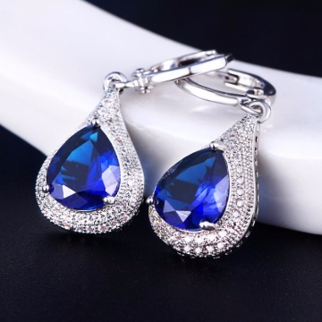 Brinco Gota Azul - Ouro Branco