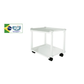 Mesa de Aço Carbono Agir Mult Funções 02 Bandejas Com Rodízios