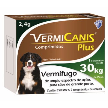 Vermifugo Vermicanis Plus 2,4gr para Cães Acima de 30kg - C/4 Comp.