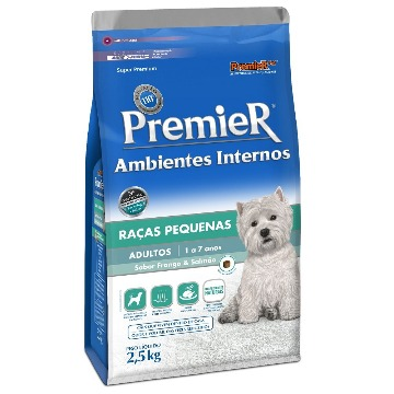 Ração Premier Super Premium Amb. Int. Adultos Raças Pequenas Frango e Salmão 2,5kg