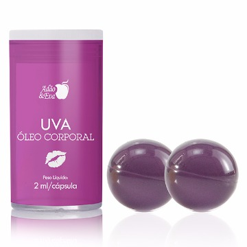 Cápsula com Óleo Corporal Beijável Uva com 02 unidades