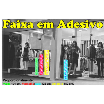 KIT para Vitrines - ´PROMOÇÃO´ - 104 x 20 cm - 4 Faixas em Adesivo - 1 de cada cor