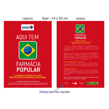 2.500 unid. - Panfleto/Folheto - Frente e Verso - Farm. Popular - Personalizado - Papel Couche 90 g.