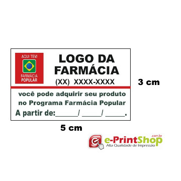 10.000 Etiquetas adesivas em Papel - Farm. Popular. (Personalizado c/ sua logo e telefone)