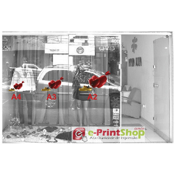 2 Adesivos: Coração e Alianças p/ Decoração de Vitrine (Tamanho: A2 - 42x59 cm.)