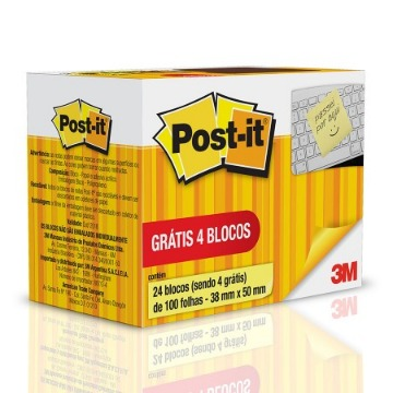 BLOCO ADES POST IT MOD653 38X50 LV24 PG20 C/100FLS