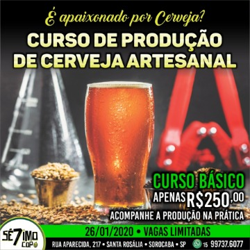 CURSO BÁSICO PRODUÇÃO DE CERVEJA - 26/01/2020