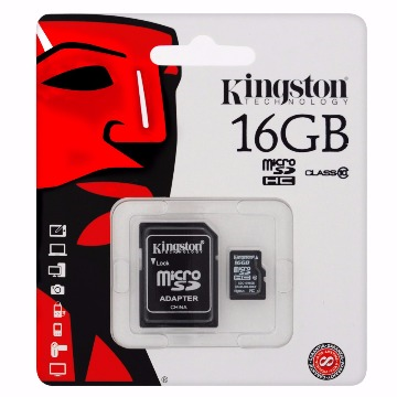 Cartão de Memória Kingston MicroSDHC Card 16GB Classe 10 + Adaptador Cartão de Memória Kingston MicroSDHC Card 16GB Classe 10 + Adaptador SDC10/16GB