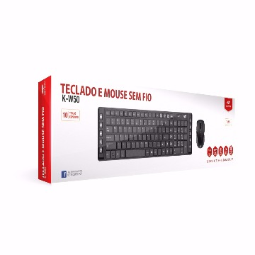 Kit de Mouse e Teclado C3Tech K-W50BK Sem Fio USB Preto