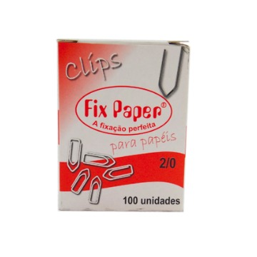 Clips nº 2/0 Fix Paper Caixa com 100 unidades.