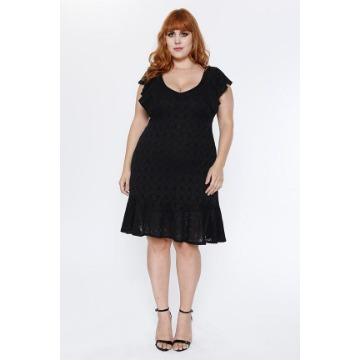 Vestido  Babado Renda Arrastão