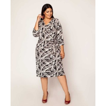 19566  Vestido C Manga 3/4 Estampado
