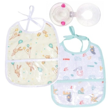 2 Babador Plástico Bolso Verde Amarelo Papi 1089 Chocalho Ninet 634