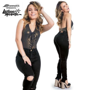 Moda & Casa - Sawary Teen - Larissa Manoela - Calça Rasgada - Preta - 10