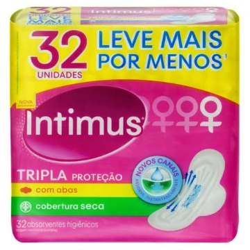 544059 Absorvente Tripla Proteção Com Abas Cobertura Seca Intimus 32 Unidades
