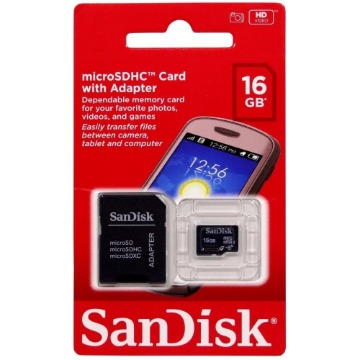 Cartão de Memória Micro SD 16GB c/ Adaptador SD (Emb. contém 1un.) - Sandisk