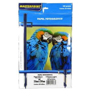 Papel Fotográfico Glossy Masterprint A4 180 Gramas 20 Folhas