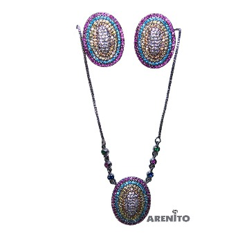 CONJUNTO BANHO DE RÓDIO NEGRO CRAVEJADO