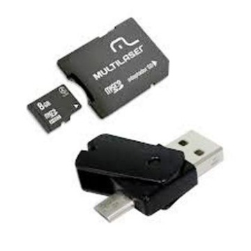 Cartão MicroSD 8GB Multilaser OTG MC130 Preto