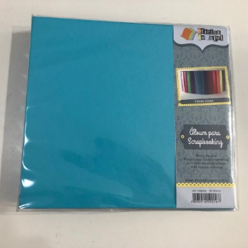 06.03.010 - ÁLBUM PARA SCRAPBOOKING - 21 X 21 CM - AZUL TURQUESA - OFICINA DO PAPEL