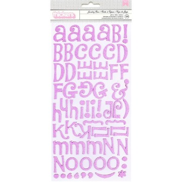 43026 - Adesivo Thickers Chipboard Alfabeto Glitter - Rosa Claro - American Crafts