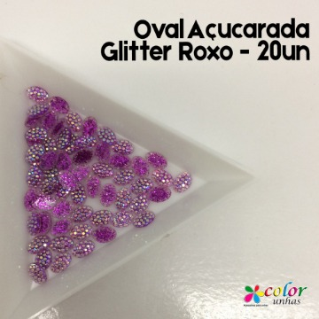 Oval Açucarada Glitter Roxo - 20un