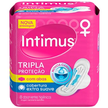 Absorvente Intimus Gel Tripla Proteção Cobertura Suave com Abas 8 unidades