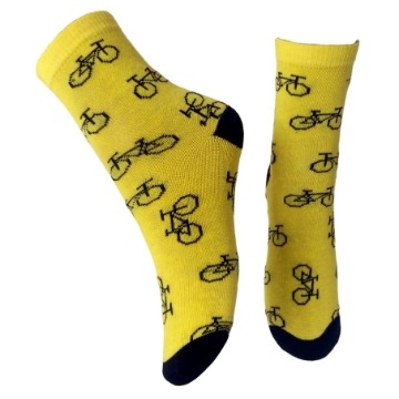 MEIA CANO BAIXO LINHA INFANTIL AMARELO BIKE ALGODÃO PÉ NA MEIA